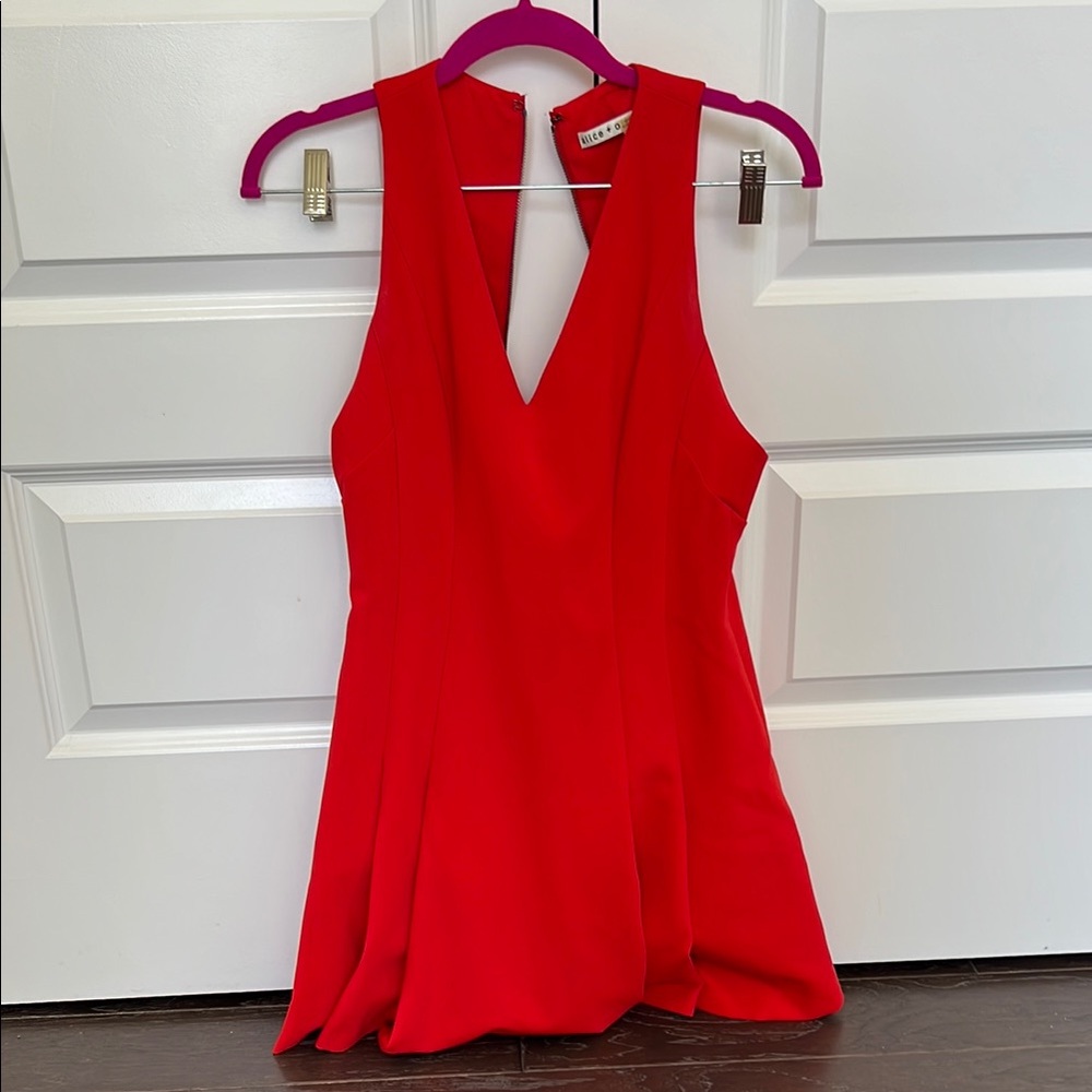 Alice + Olivia Red Halter Mini Dress